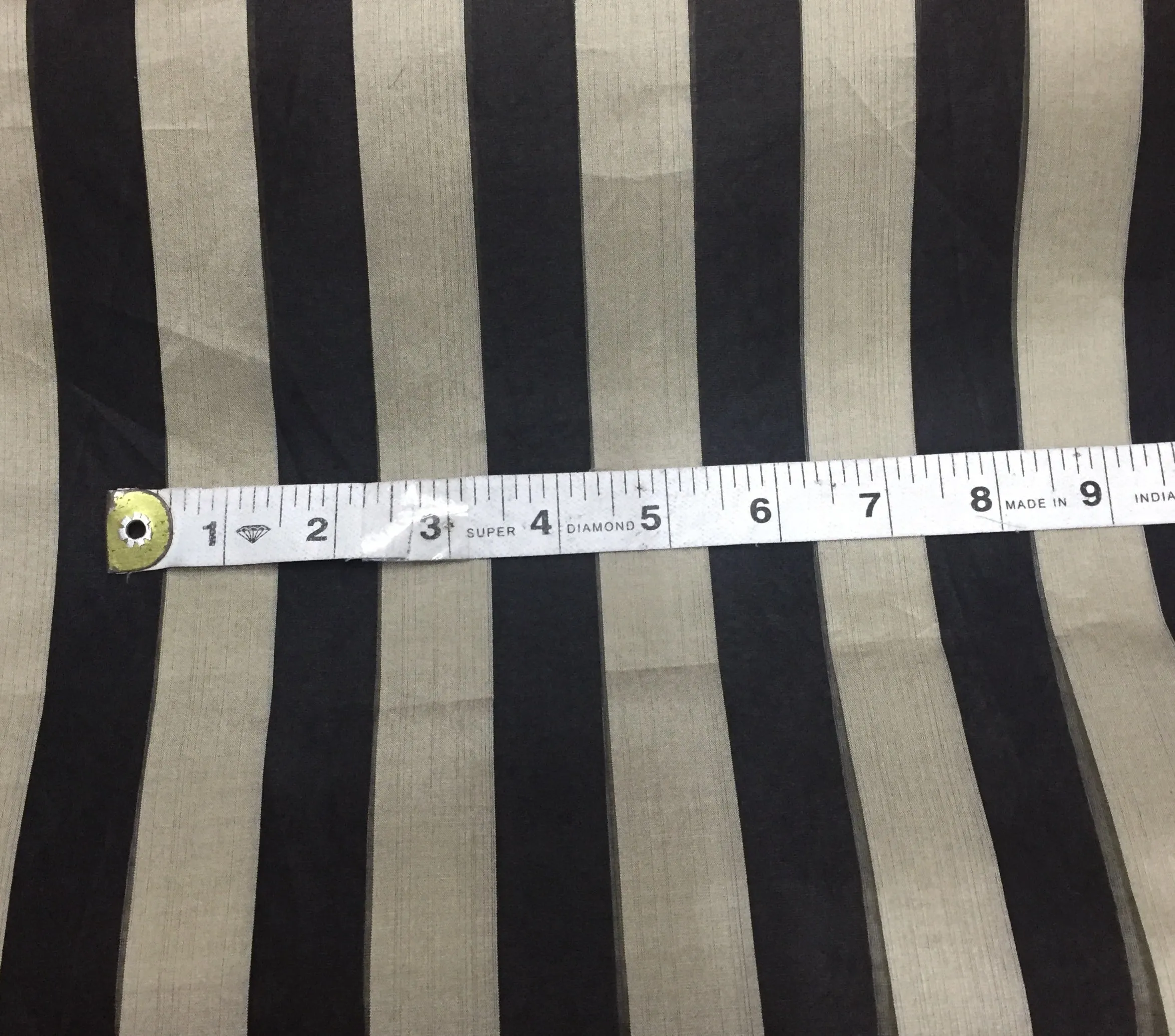 100% silk organza beige and black stripes fabric 54&quot; by the yard
