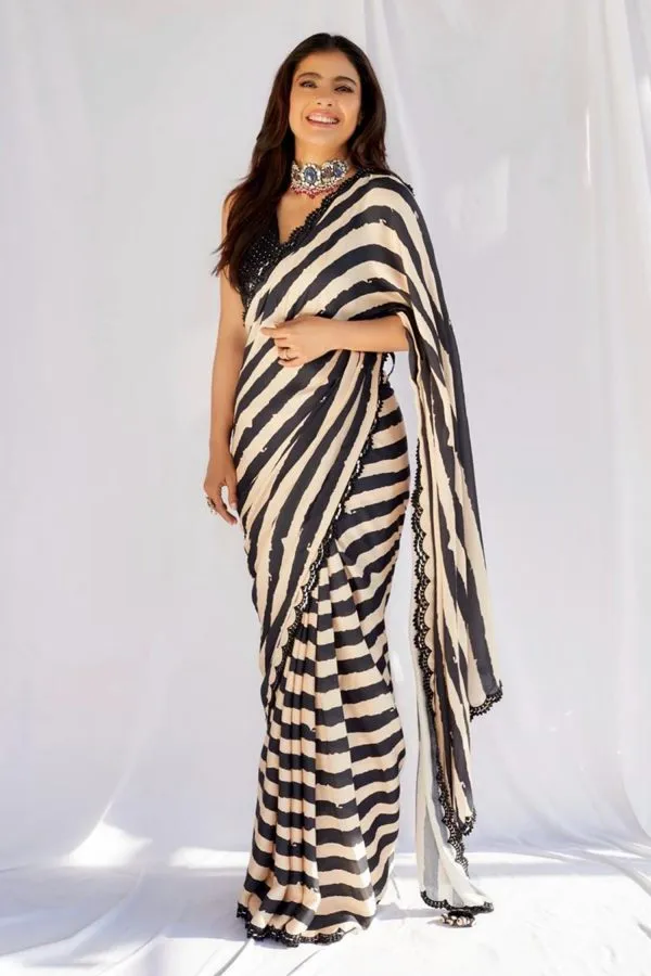100% silk organza beige and black stripes fabric 54&quot; by the yard