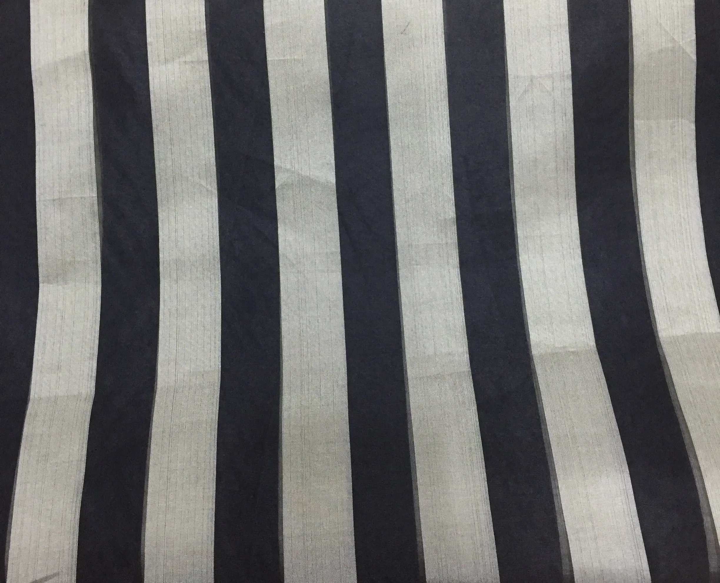 100% silk organza beige and black stripes fabric 54&quot; by the yard
