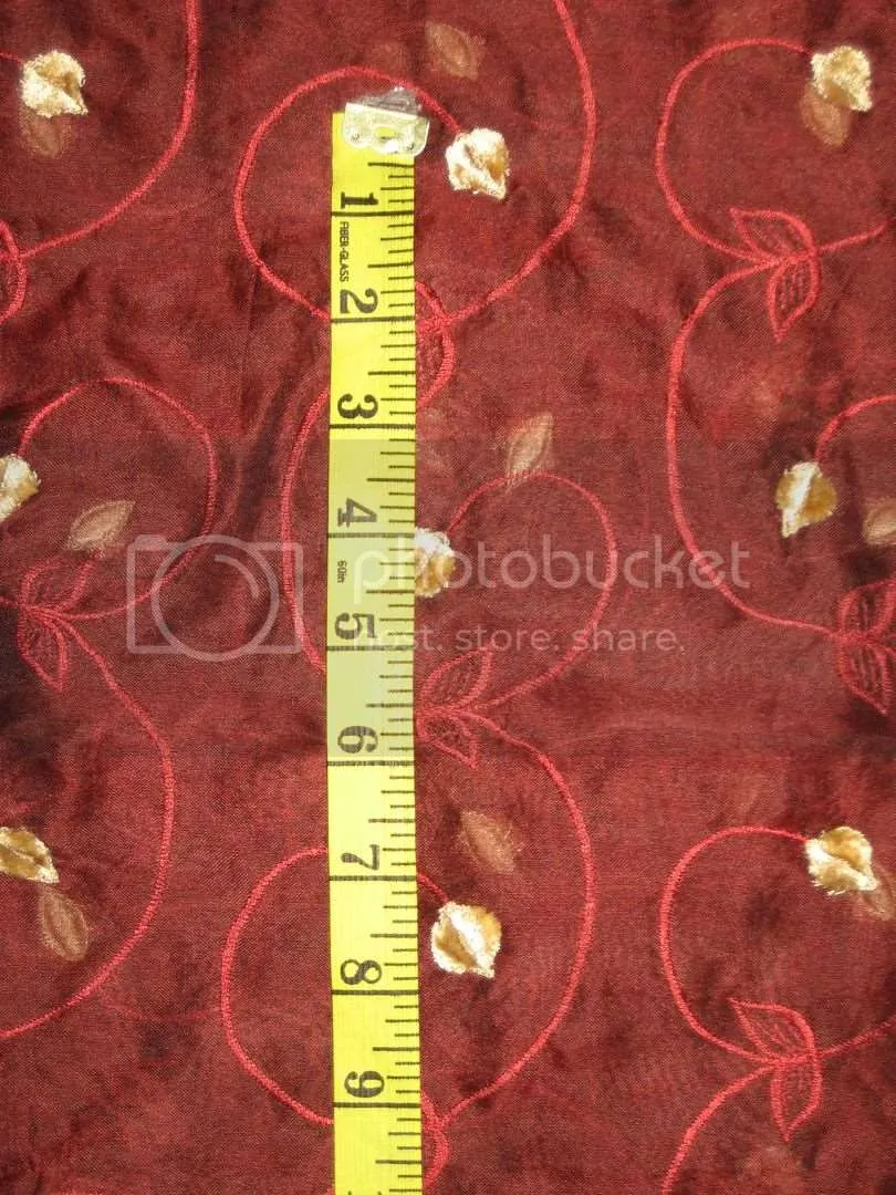 100% SILK ORGANZA FABRIC Wine Red COLOR embroidered 44&quot; wide [3204]