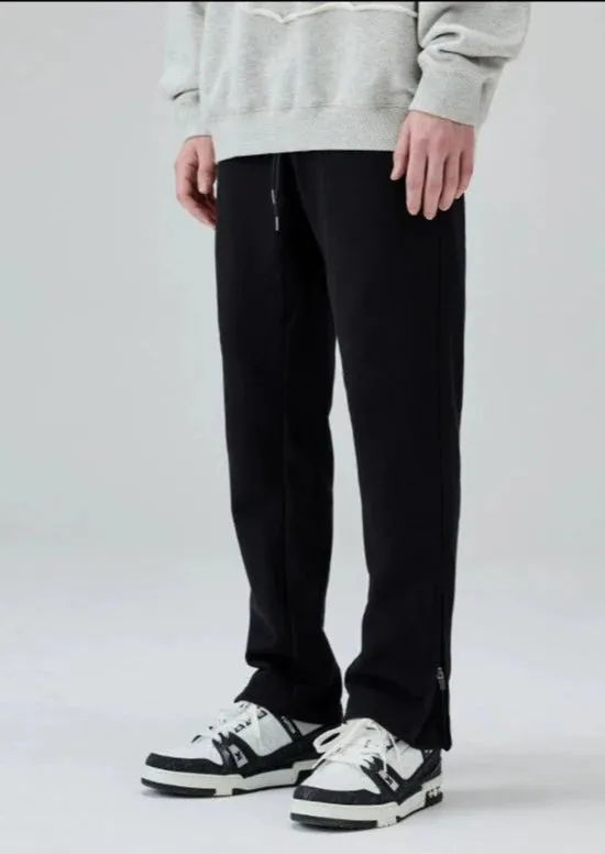 Ankle Zipper Side Slit Track Pants