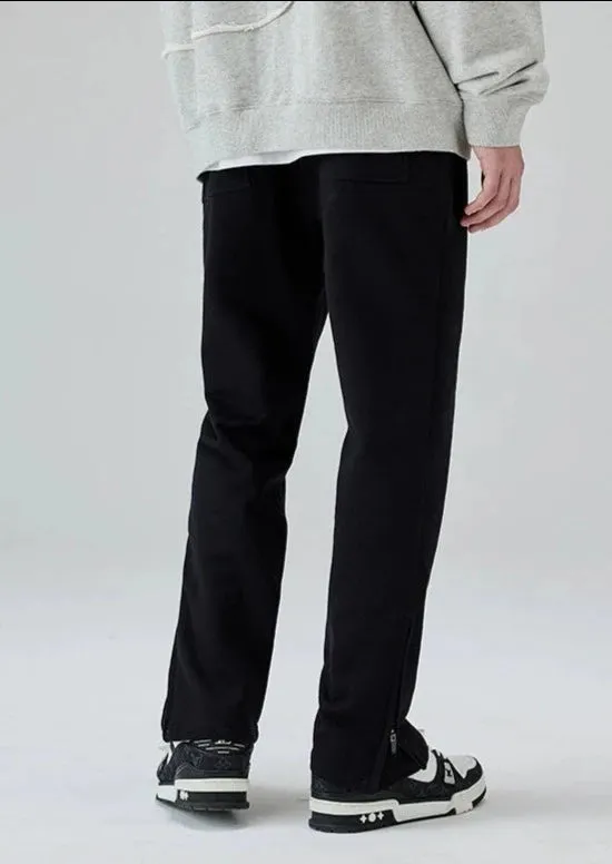 Ankle Zipper Side Slit Track Pants