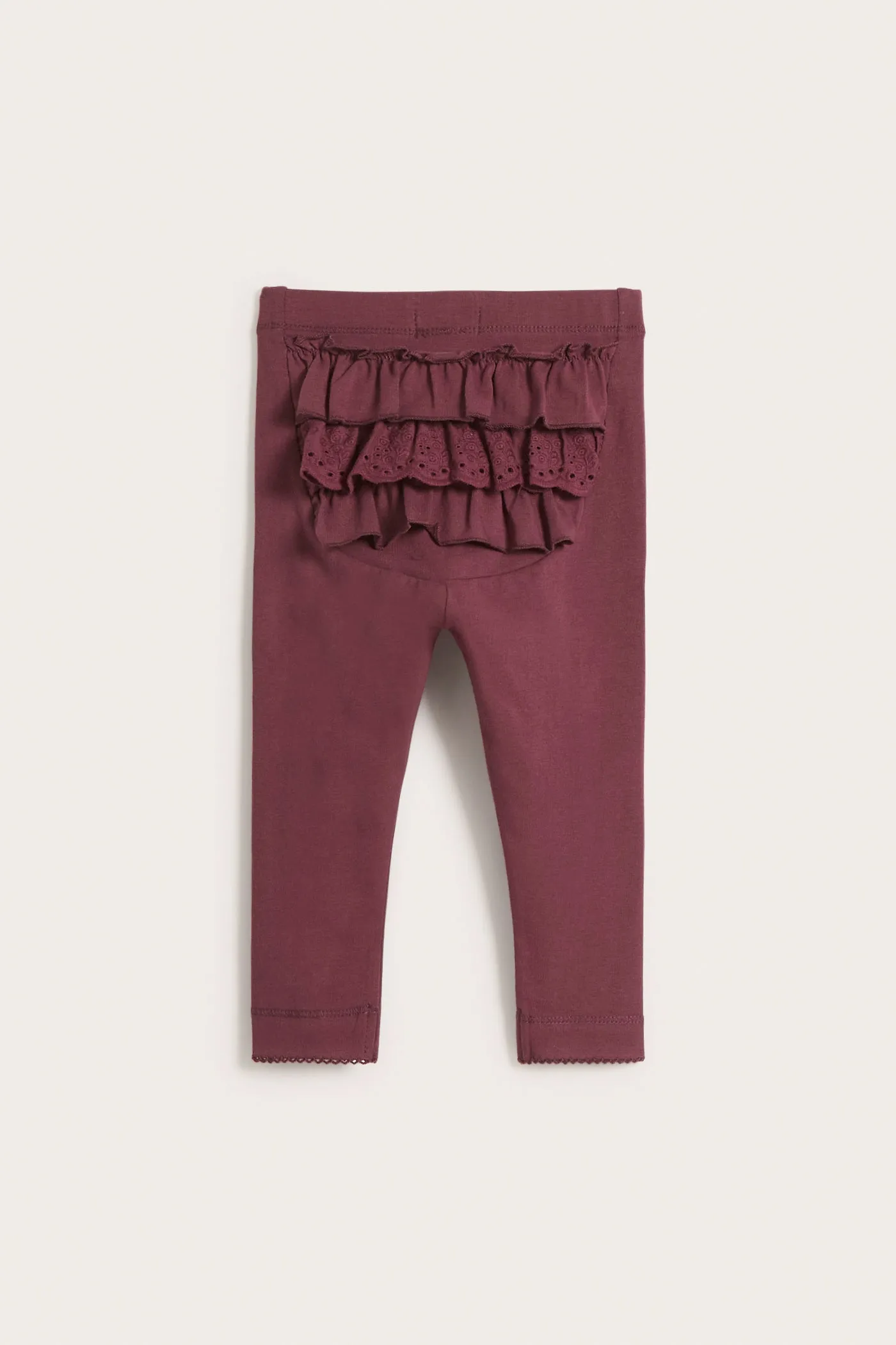 Baby burgundy leggings with ruffles