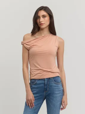 Beige Twisted Rita One Shoulder top