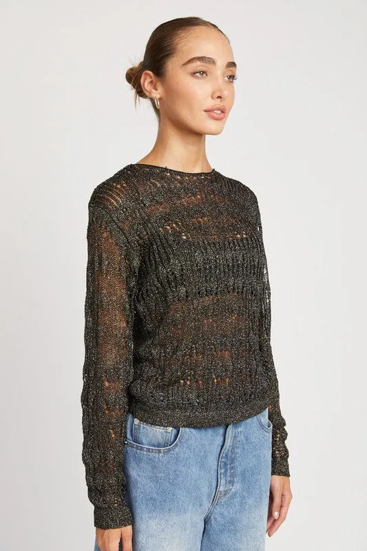 BLACK GLITTER YARN CROCHET TOP