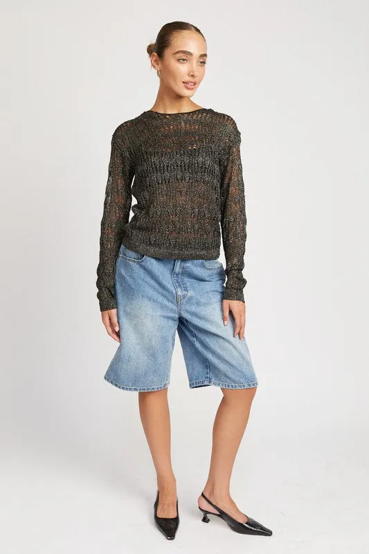 BLACK GLITTER YARN CROCHET TOP