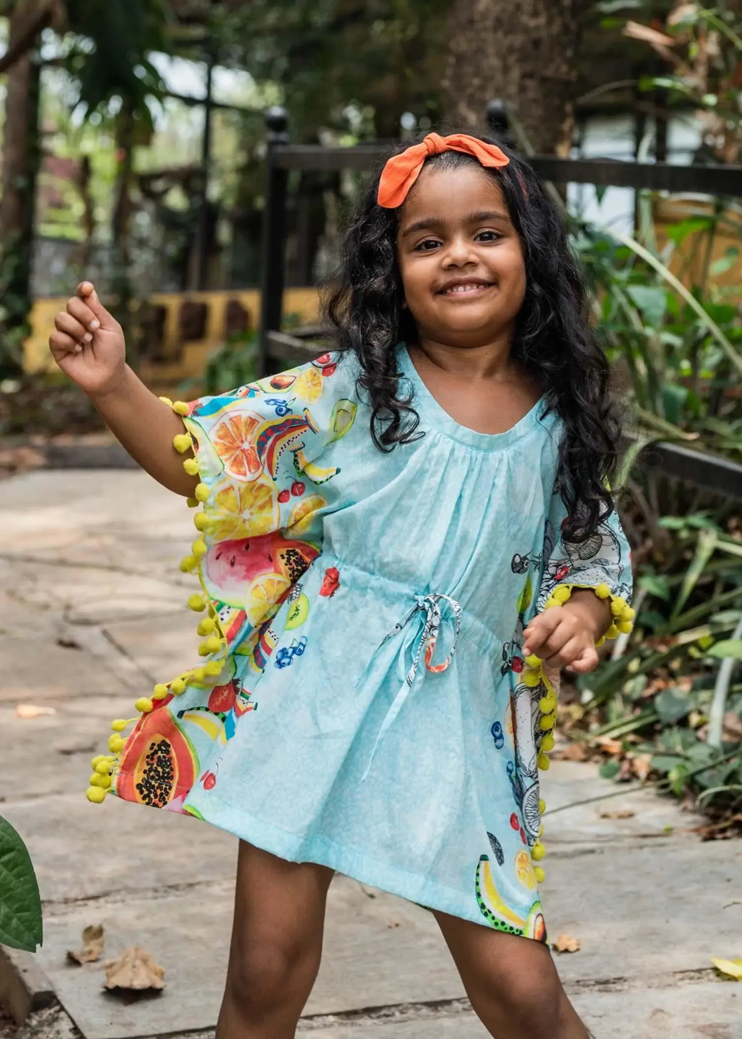 Blue Fruit Punch Girls Cotton Kaftan