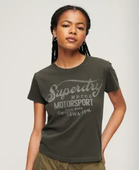Boho Biker Script Graphic T-Shirt - Vintage Black