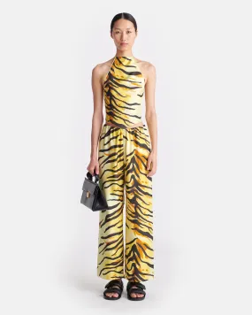 Brenda - Printed Silk Twill Pants - Tiger