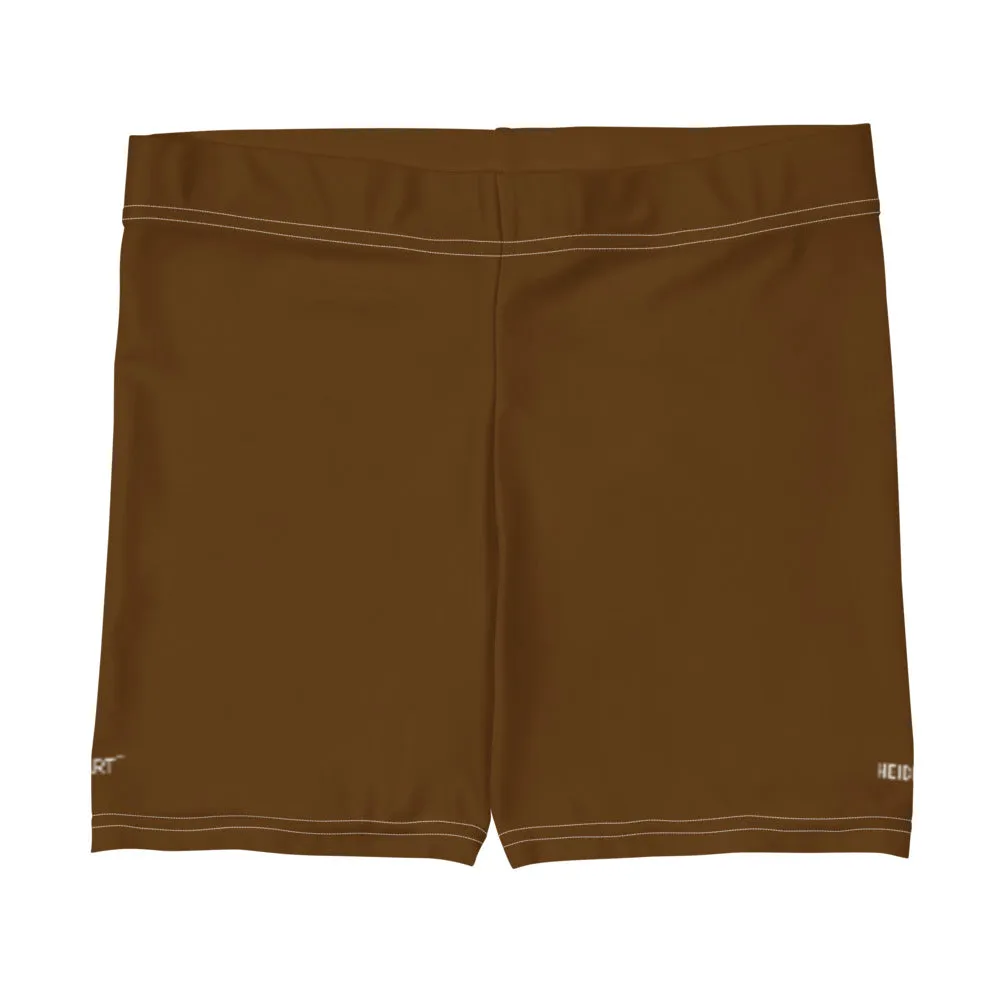 Brown Color Women's Gym Shorts, Modern Essentials Designer Short Tights-Made in USA/EU