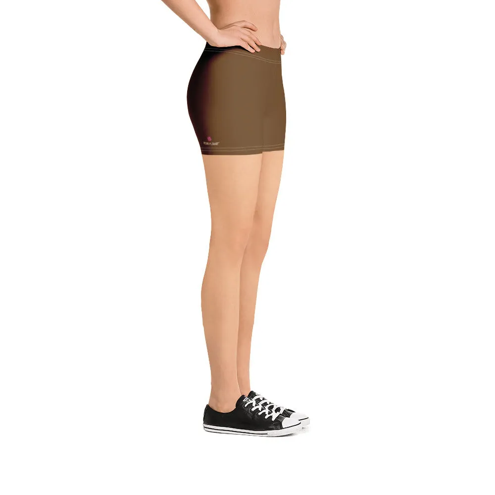 Brown Color Women's Gym Shorts, Modern Essentials Designer Short Tights-Made in USA/EU