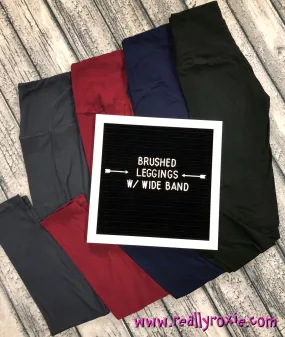 Brushed Full Length Leggings w/Wide Band
