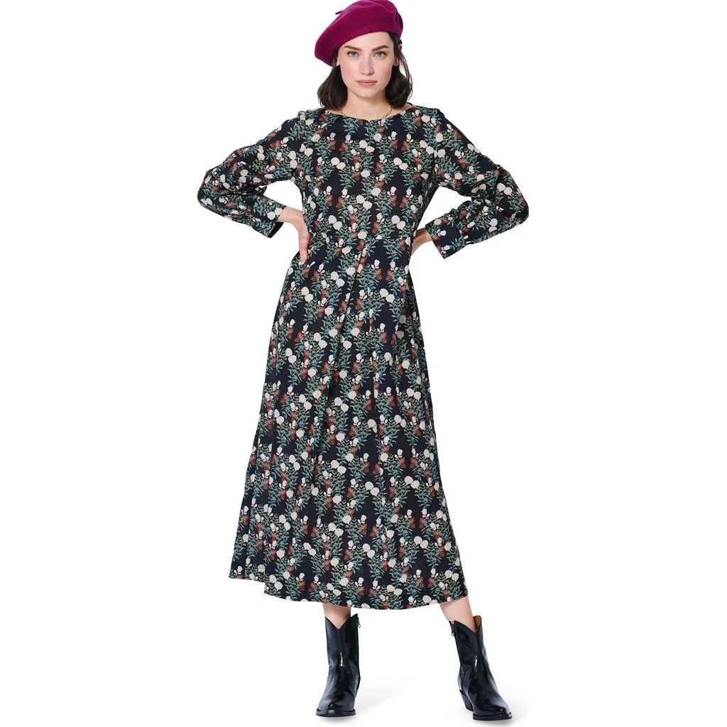 Burda Style Pattern 5975 Misses' Dress with Scoop Neckline and Sleeve Bands B5975
