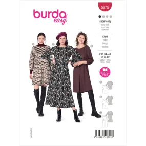 Burda Style Pattern 5975 Misses' Dress with Scoop Neckline and Sleeve Bands B5975