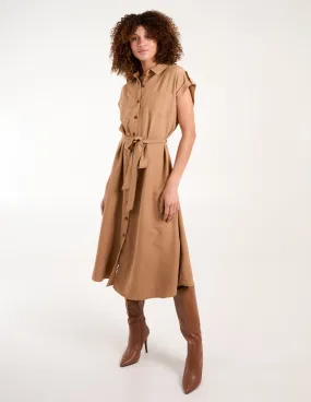 Button Front Midi Utility Shirt Dress