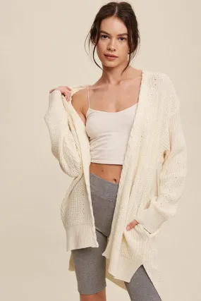 Cable Knit Women's Long Cardigan