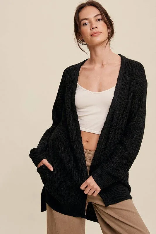Cable Knit Women's Long Cardigan