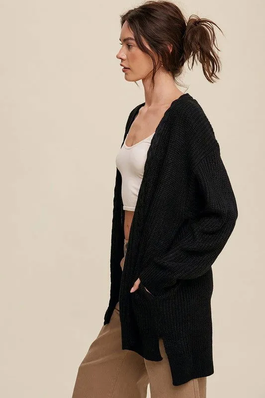 Cable Knit Women's Long Cardigan