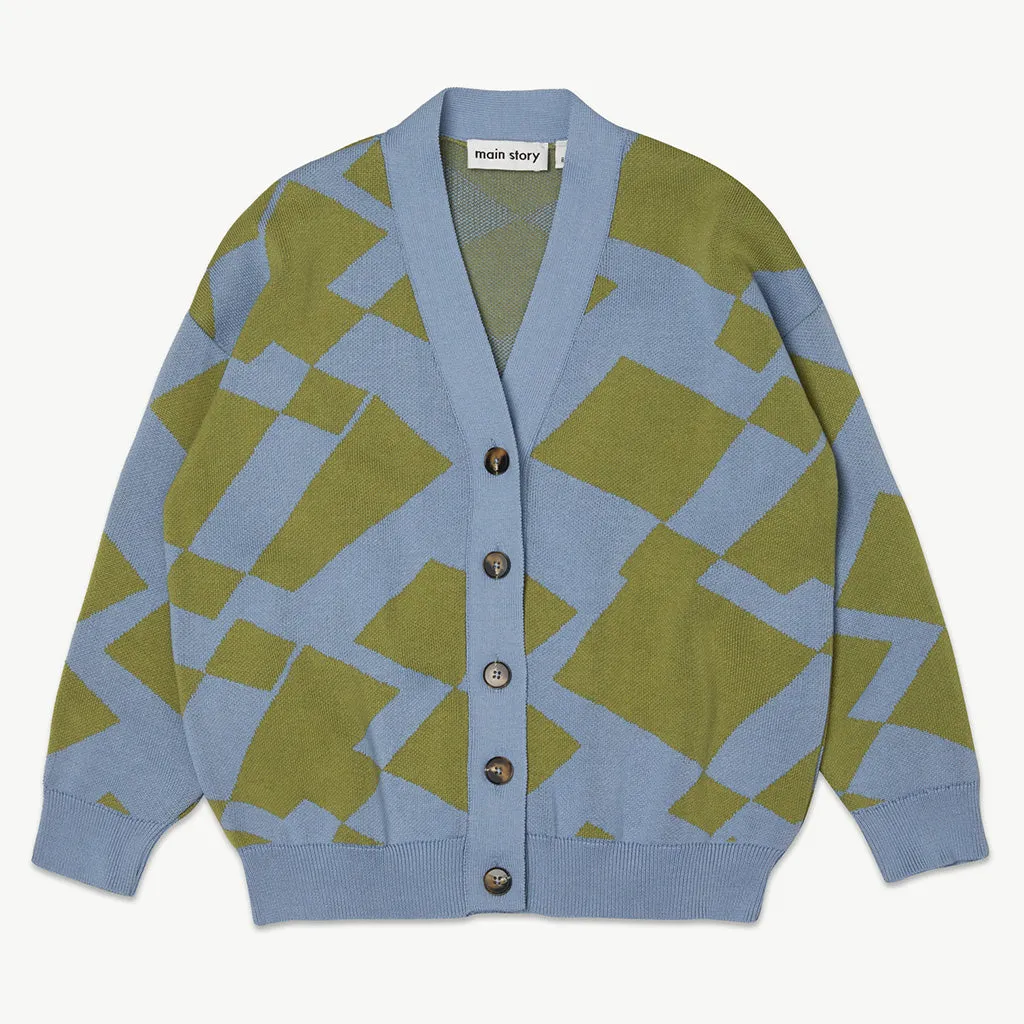 Cardigan Jacquard Dusty Blue Sage