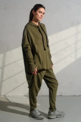 Casual organic cotton set - hooded sweatshirt and baggy pants
