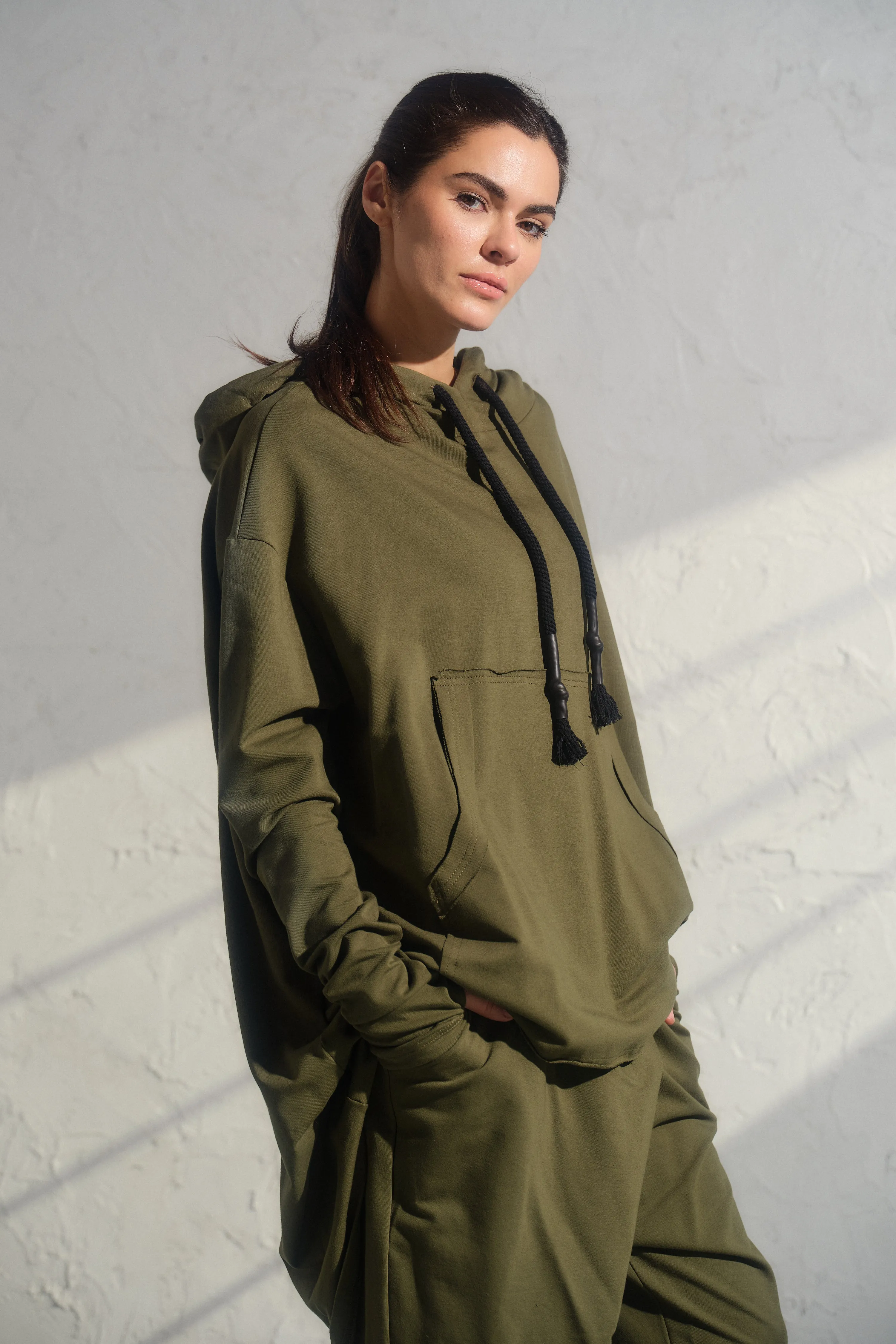 Casual organic cotton set - hooded sweatshirt and baggy pants