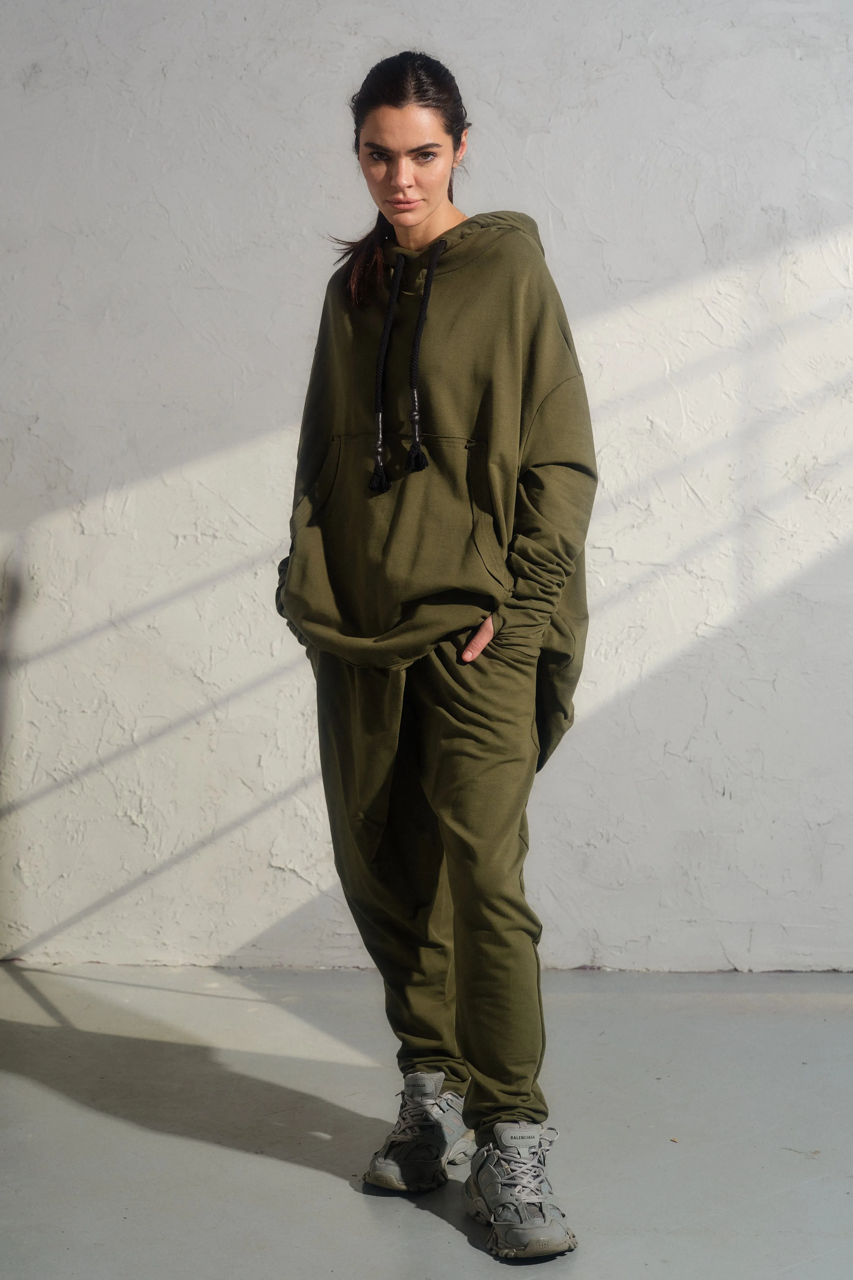 Casual organic cotton set - hooded sweatshirt and baggy pants