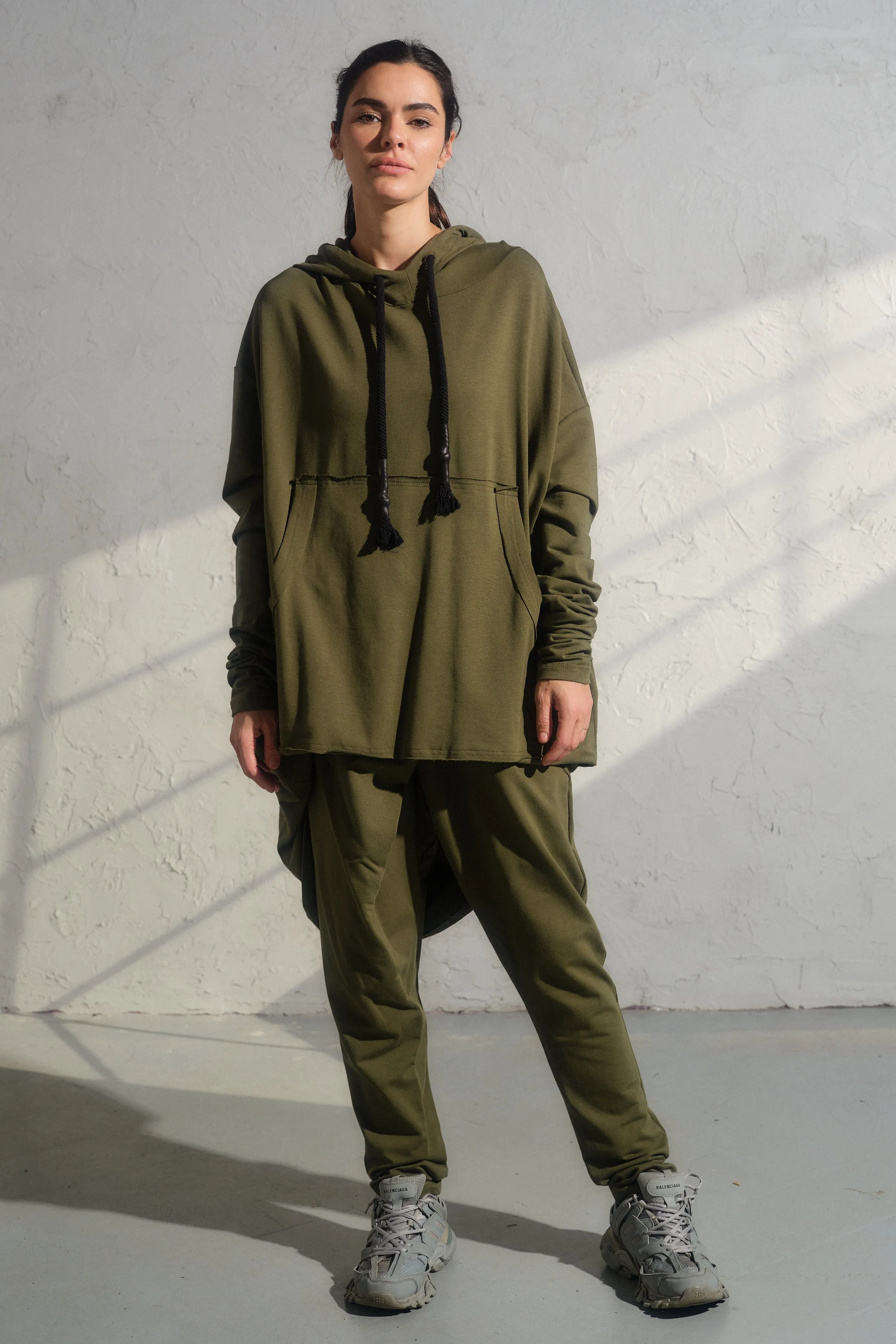Casual organic cotton set - hooded sweatshirt and baggy pants