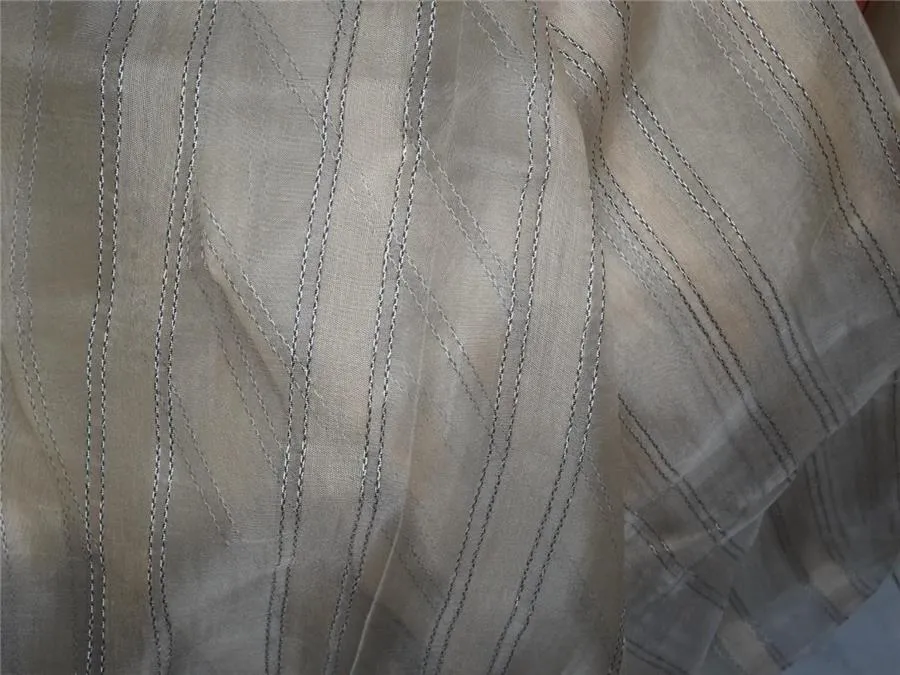 Champagne silk organza fabric 44&quot; width Rib stripe