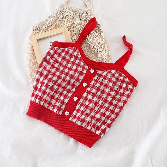 Checkered Design Camis Tank Tops