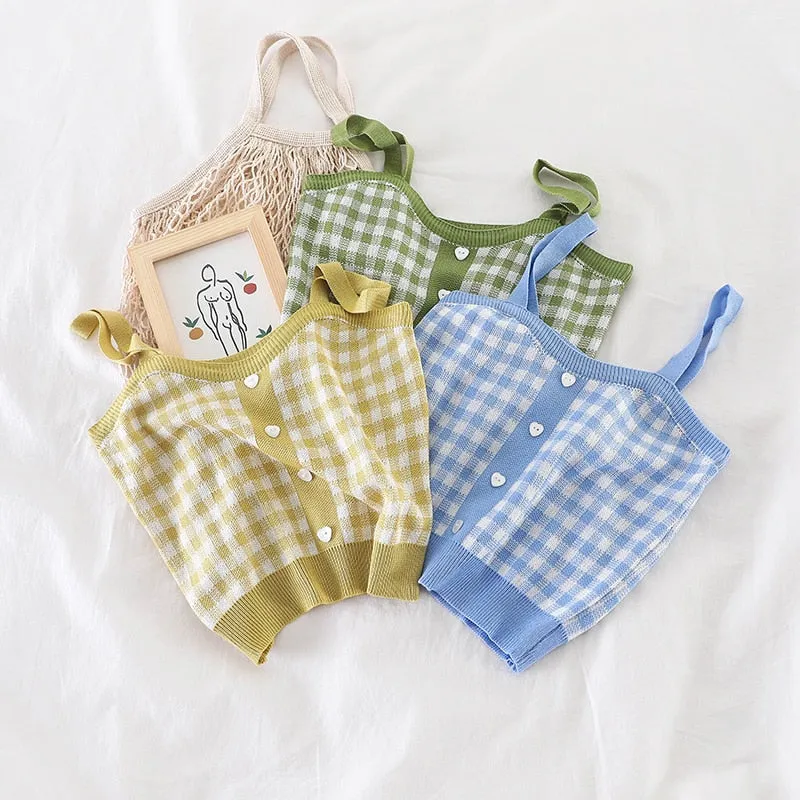 Checkered Design Camis Tank Tops