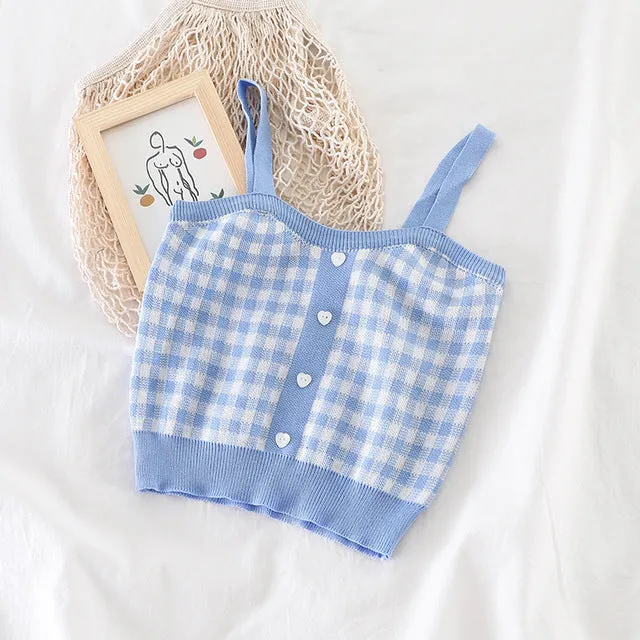 Checkered Design Camis Tank Tops