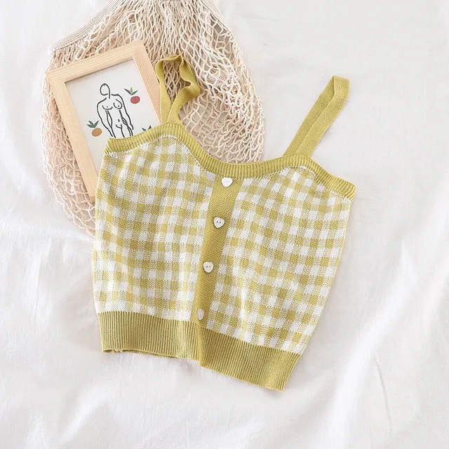 Checkered Design Camis Tank Tops