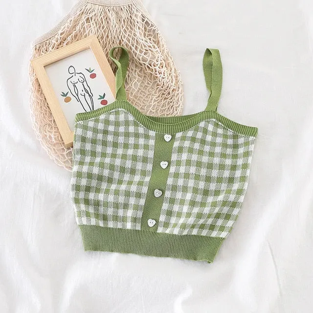 Checkered Design Camis Tank Tops