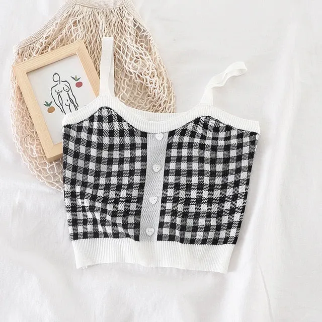 Checkered Design Camis Tank Tops