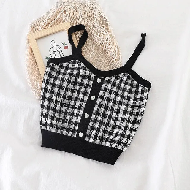 Checkered Design Camis Tank Tops