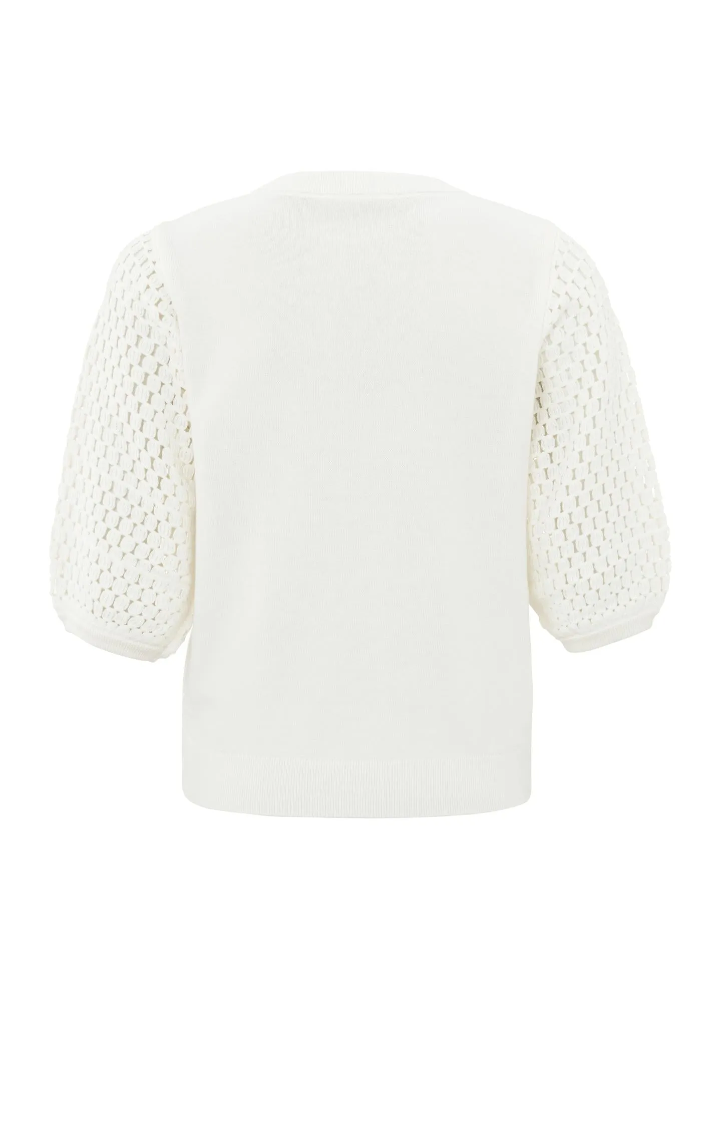 Cotton sweater with crewneck and half long detailed sleeves