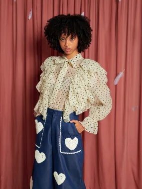 Dove Hearts Ruffle Top