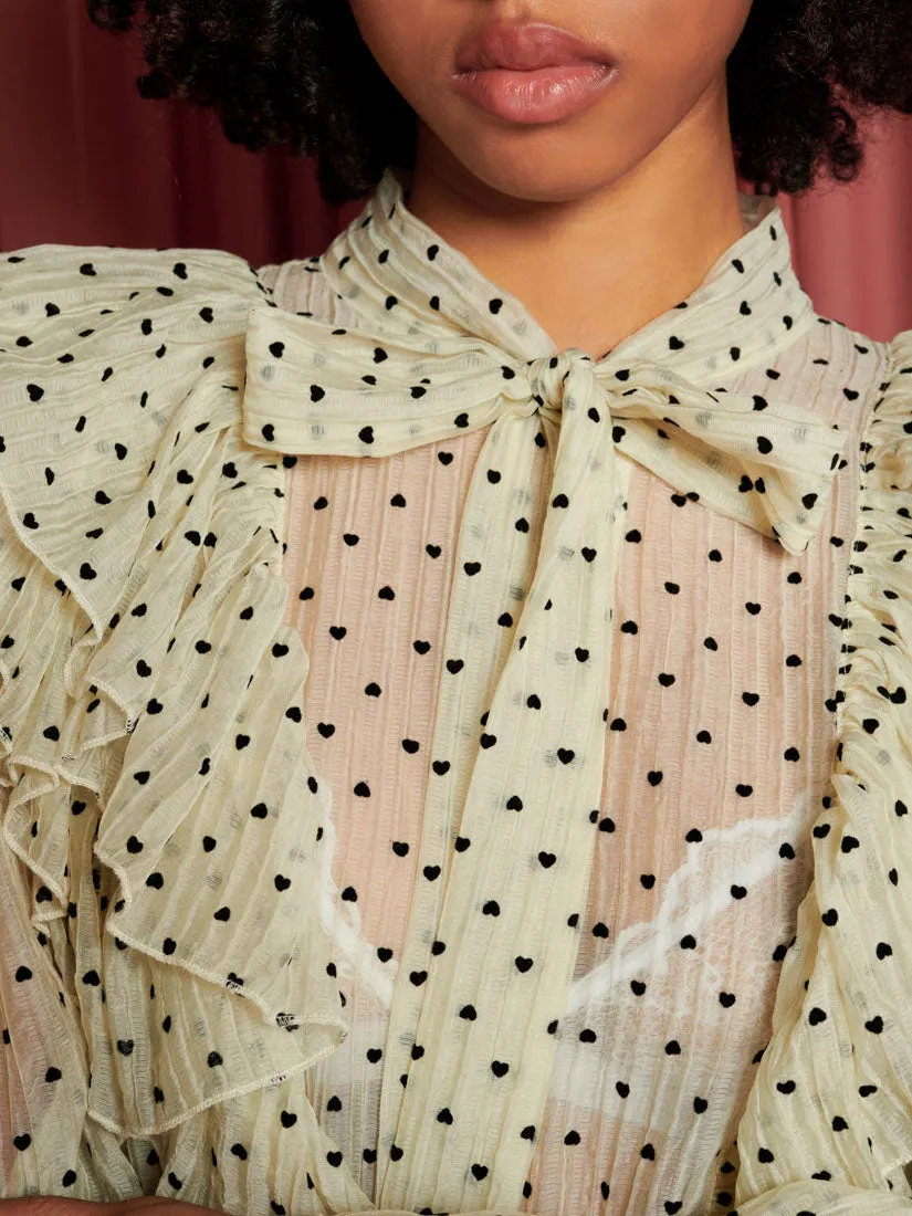 Dove Hearts Ruffle Top
