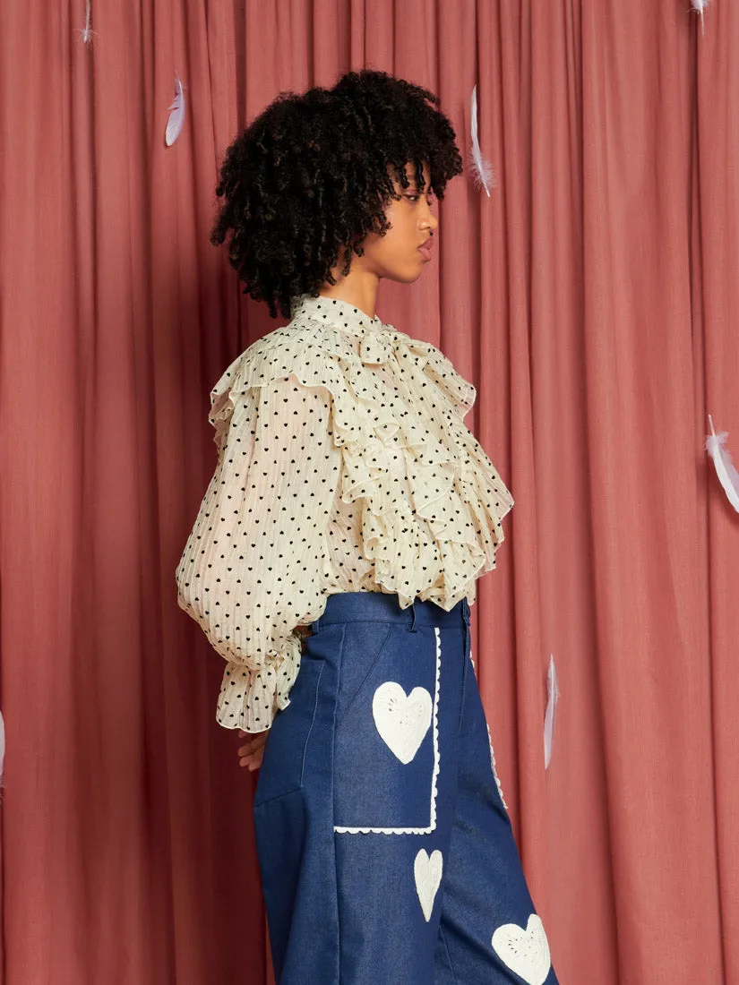 Dove Hearts Ruffle Top