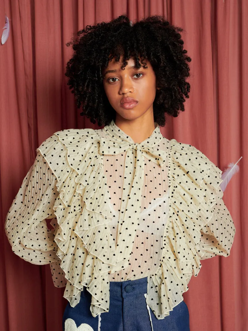 Dove Hearts Ruffle Top