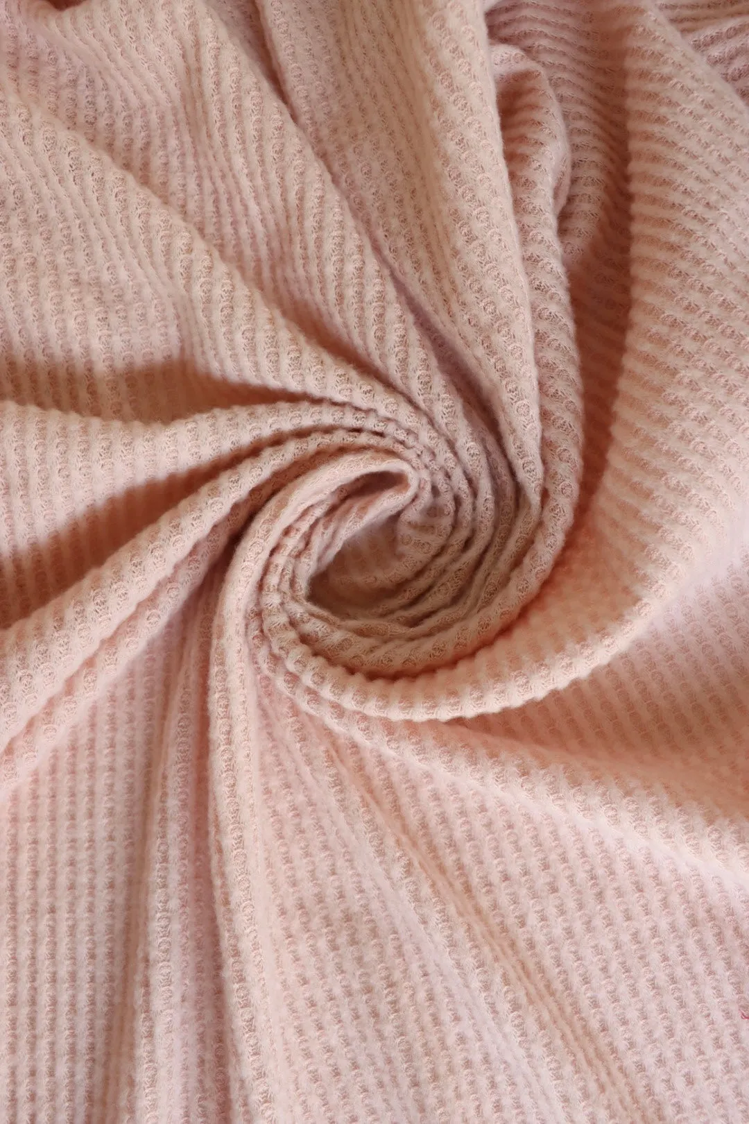 Dusty Peach Brushed Waffle Sweater Knit
