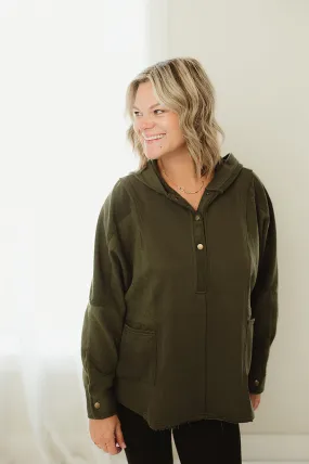 Exposed Seam Button Hoodie