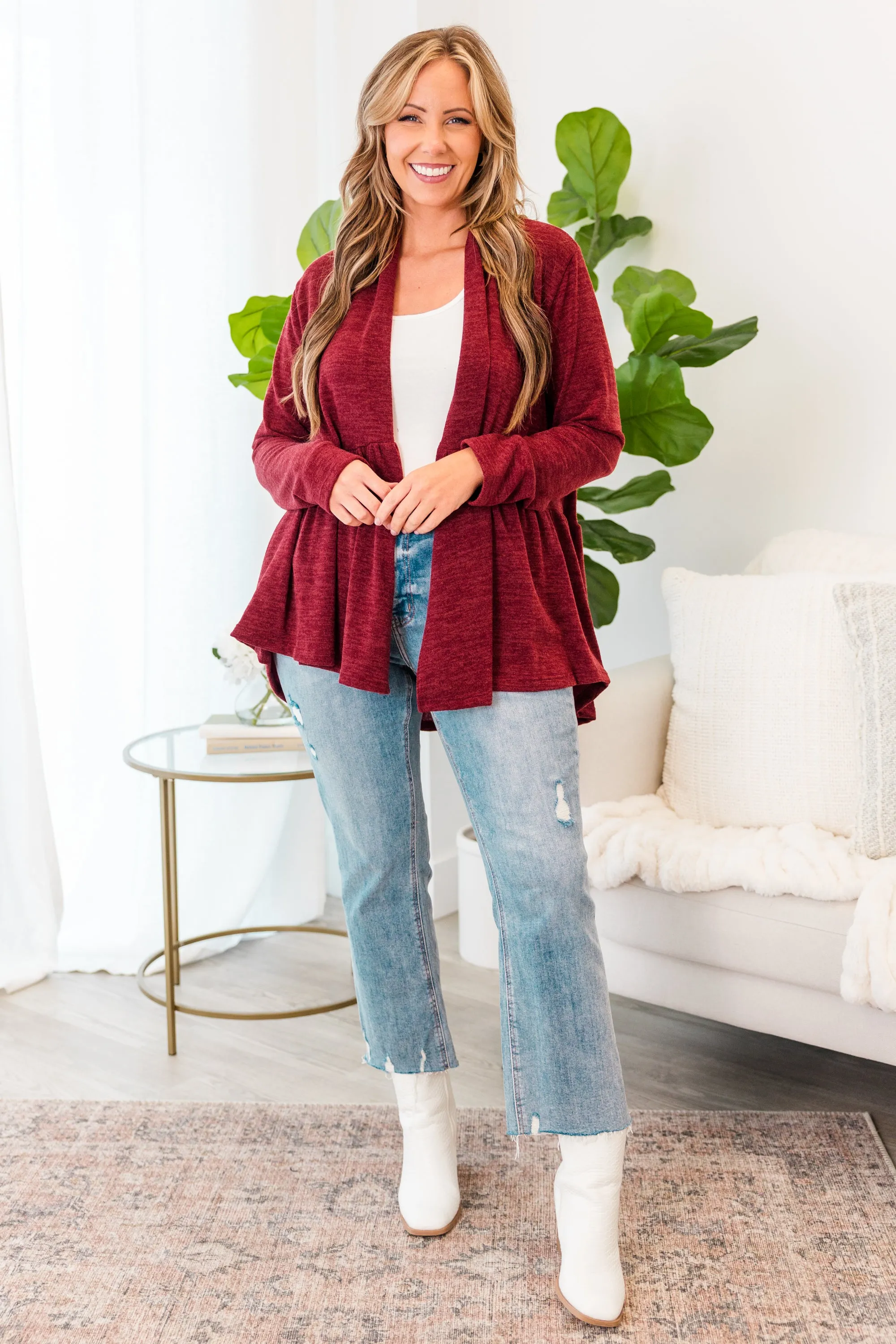 Fireside Comfort Cardigan, Burgundy