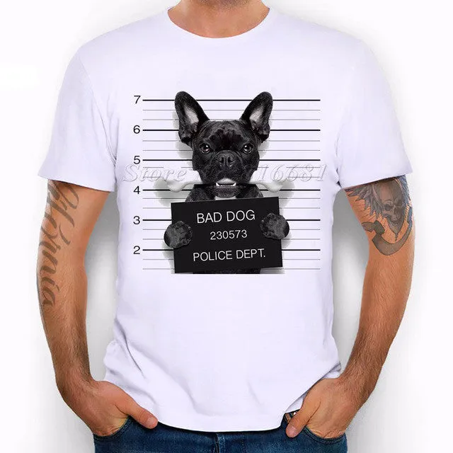 French Bulldog Design T Shirt Men's
