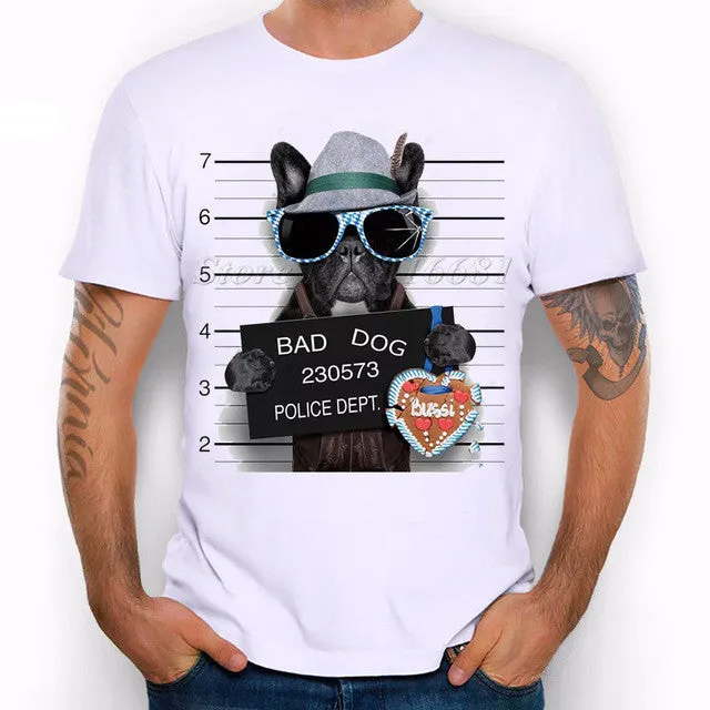 French Bulldog Design T Shirt Men's