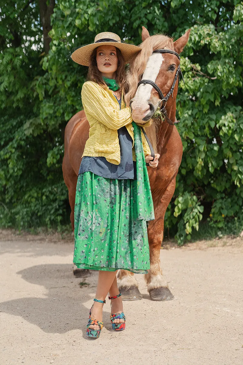 Gathered Meadow Silk Cotton Skirt