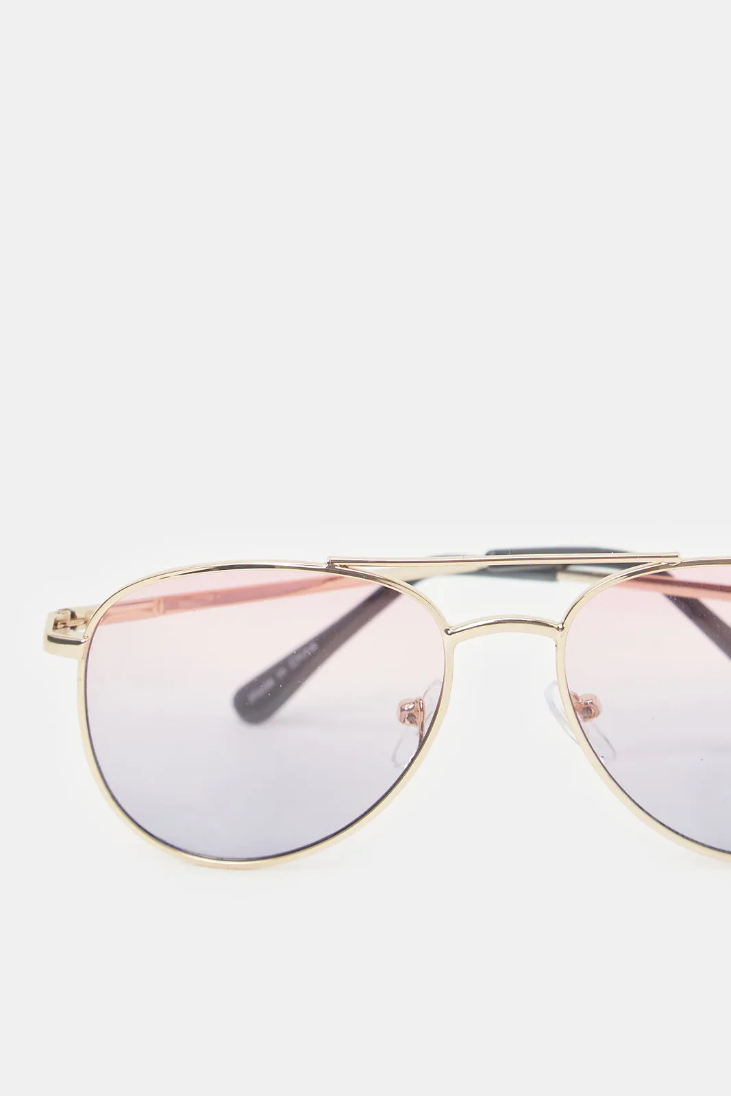 Girls Gold Aviator Floral Embellished Sunglasses