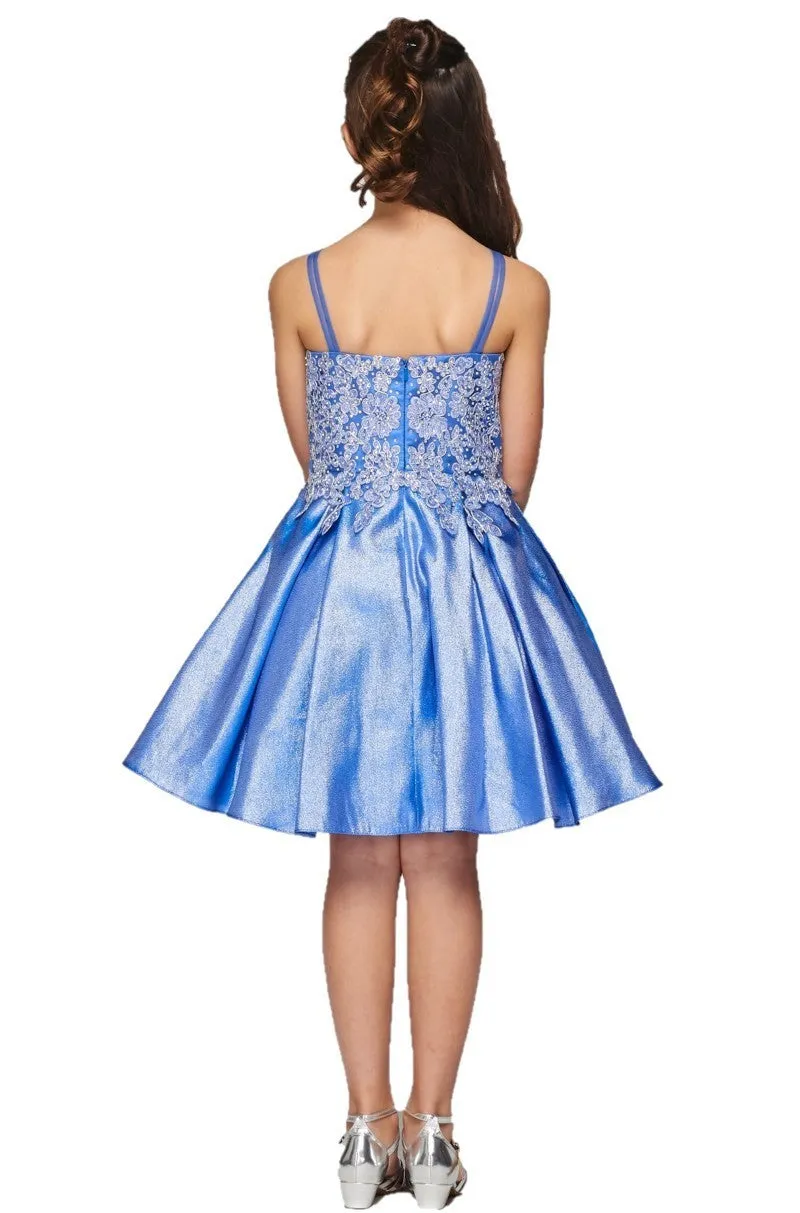 Gold Trim Lace Glitter Girl Party Dress by Cinderella Couture USA 5103