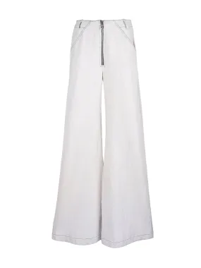 Grey dyed wide leg denim