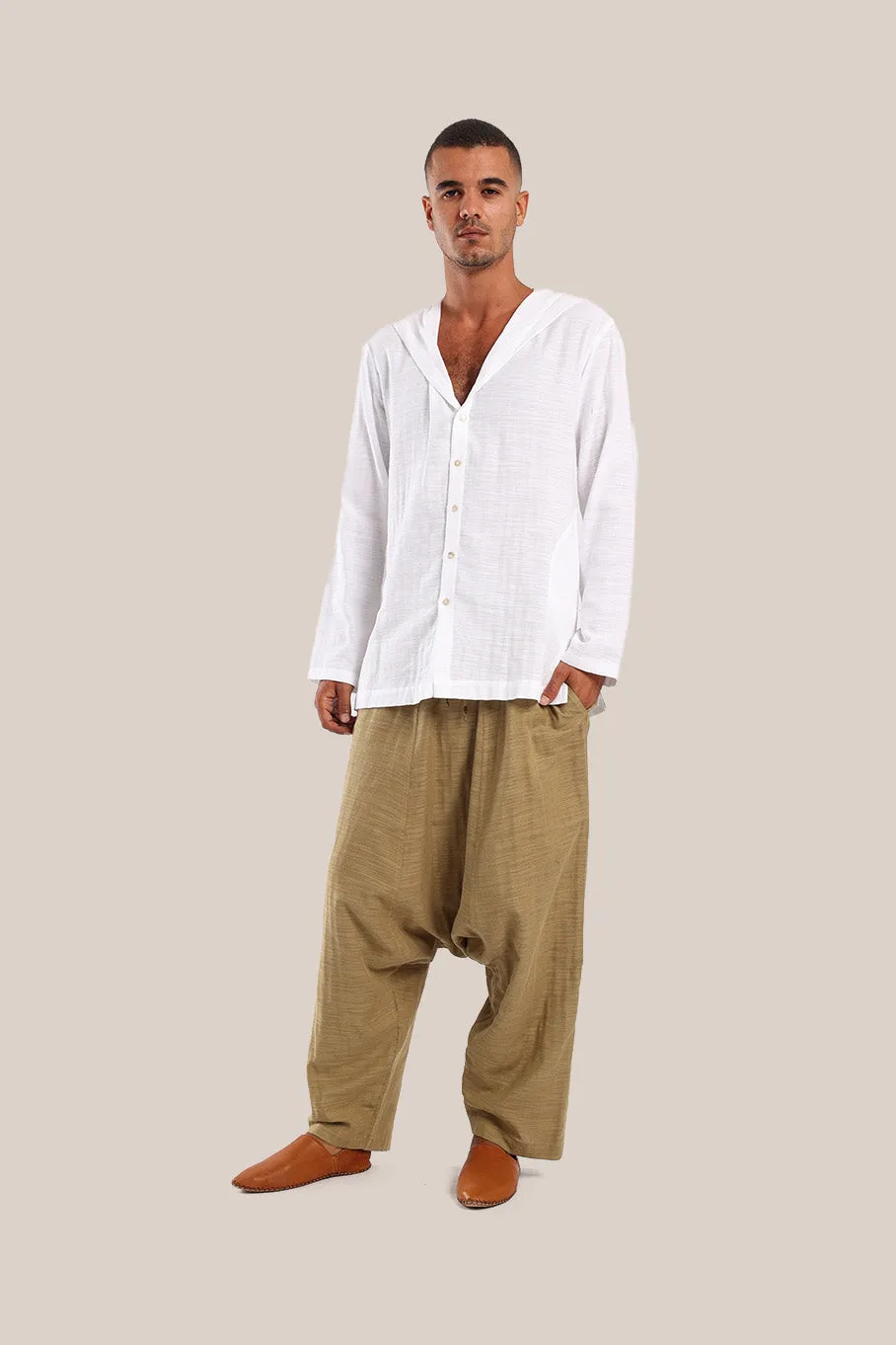 Harem pants with drawstring detail embroidery